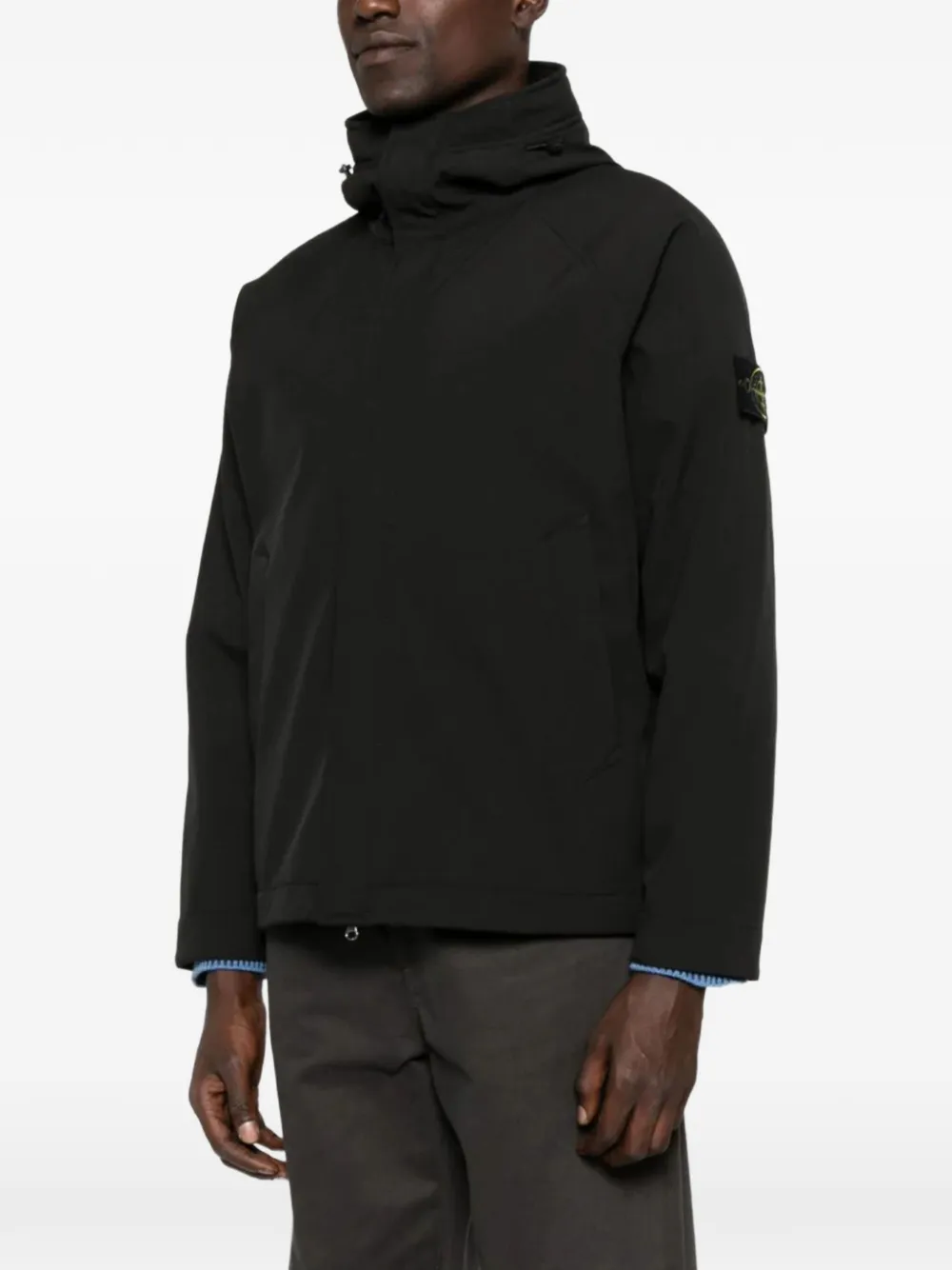 Stone Island Jack met capuchon en logopatch Zwart