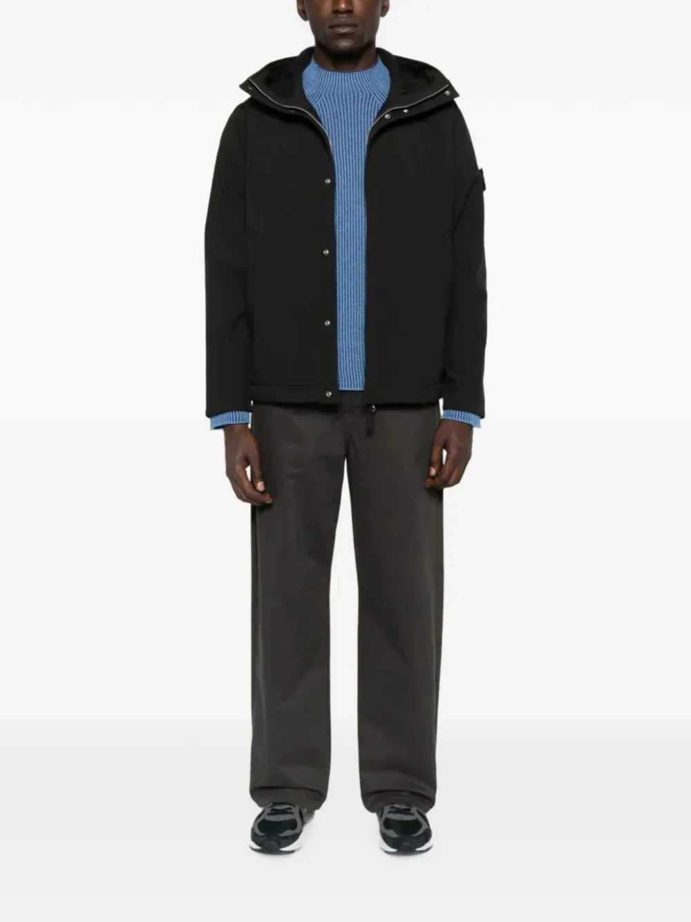 Stone Island Jack met capuchon en logopatch Zwart
