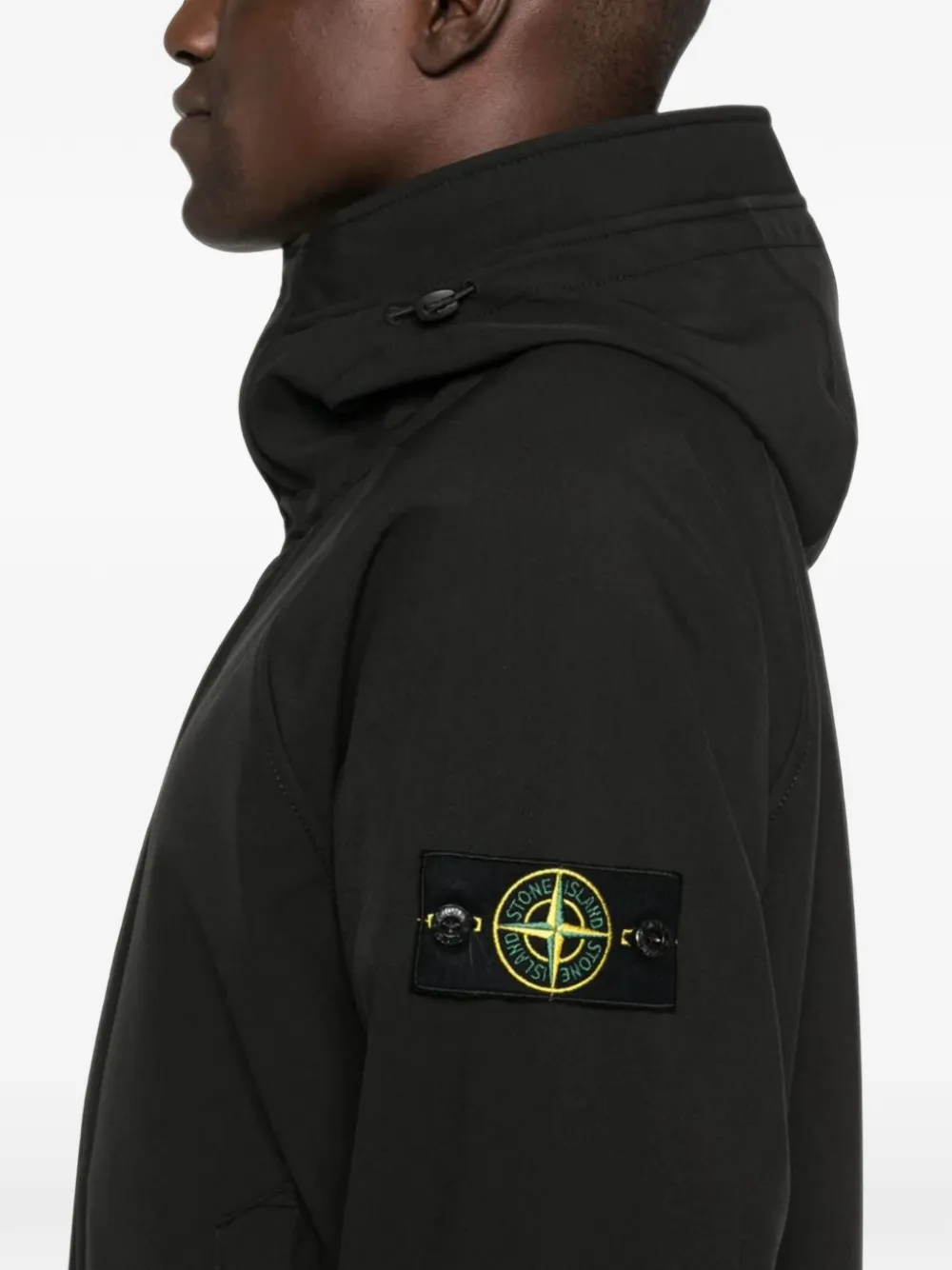 Stone Island Jack met capuchon en logopatch Zwart