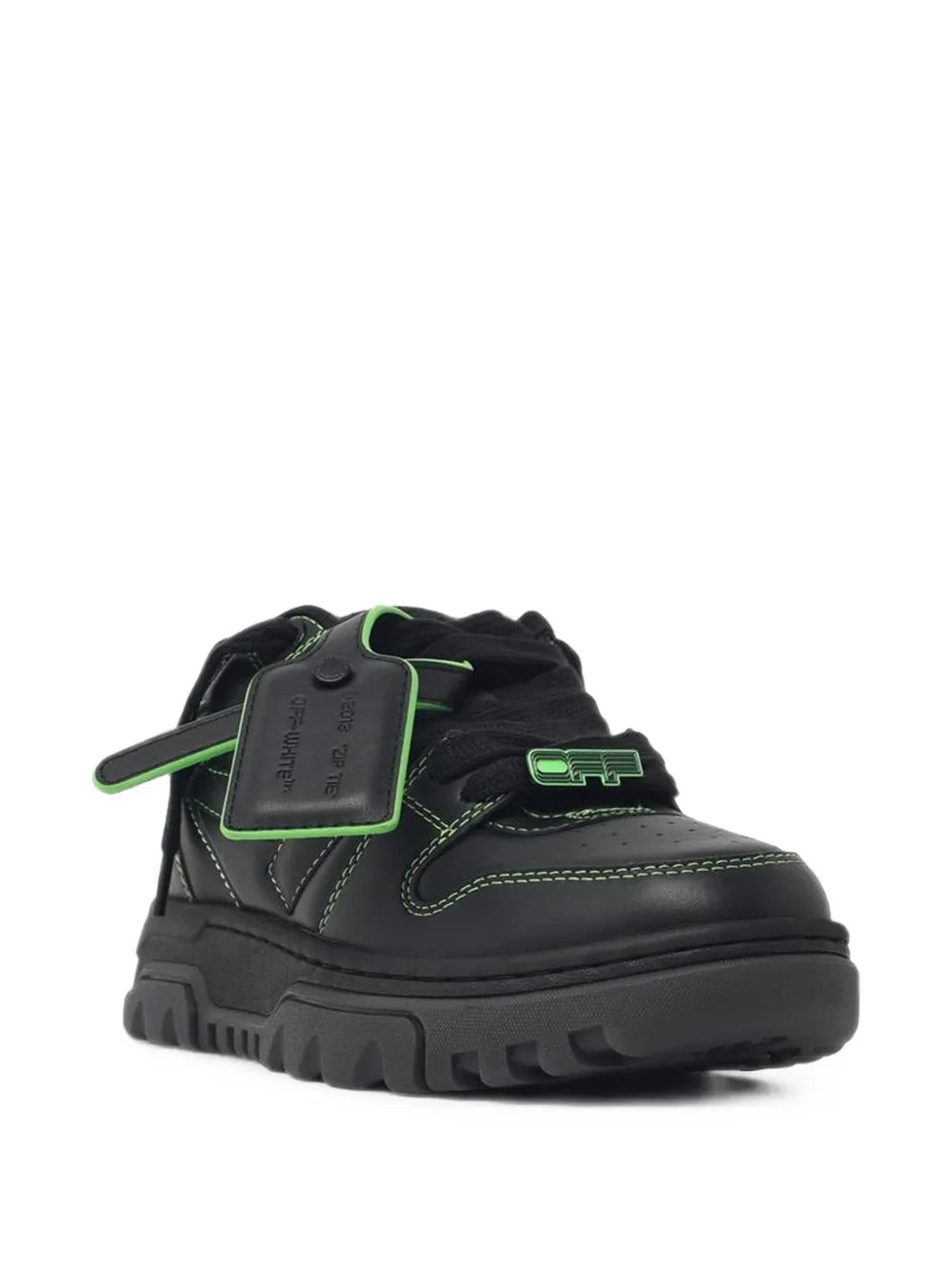 Off-White Out Of Office chunky black leather-blend sneakers Zwart