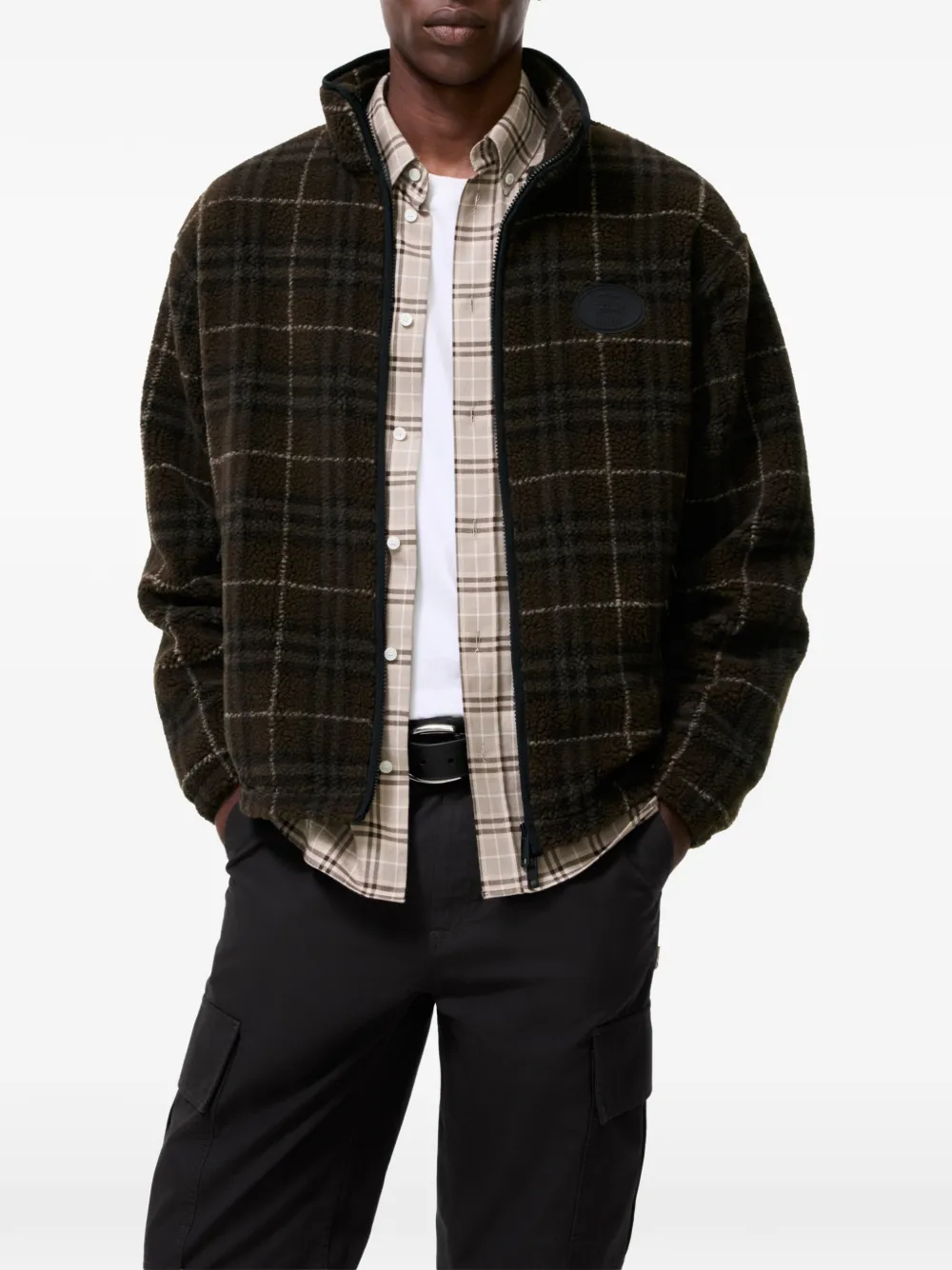 Burberry Geruit fleece jack van wol-kasjmierblend Bruin