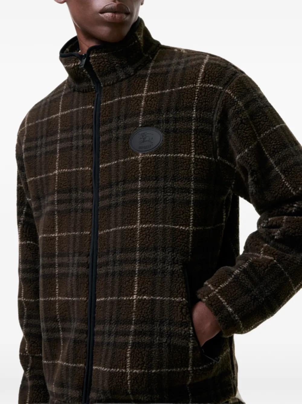 Burberry Geruit fleece jack van wol-kasjmierblend Bruin