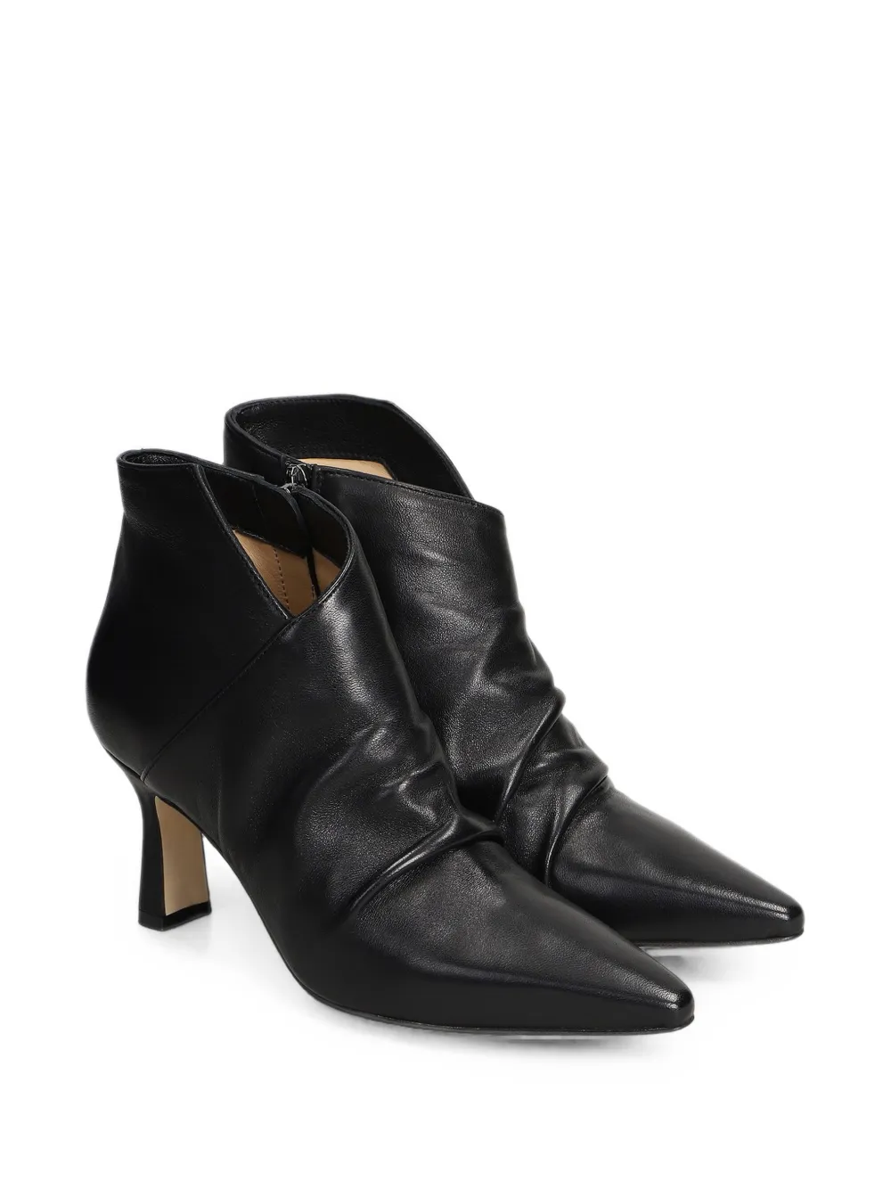 The Seller ruched pointed-toe ankle boots Zwart