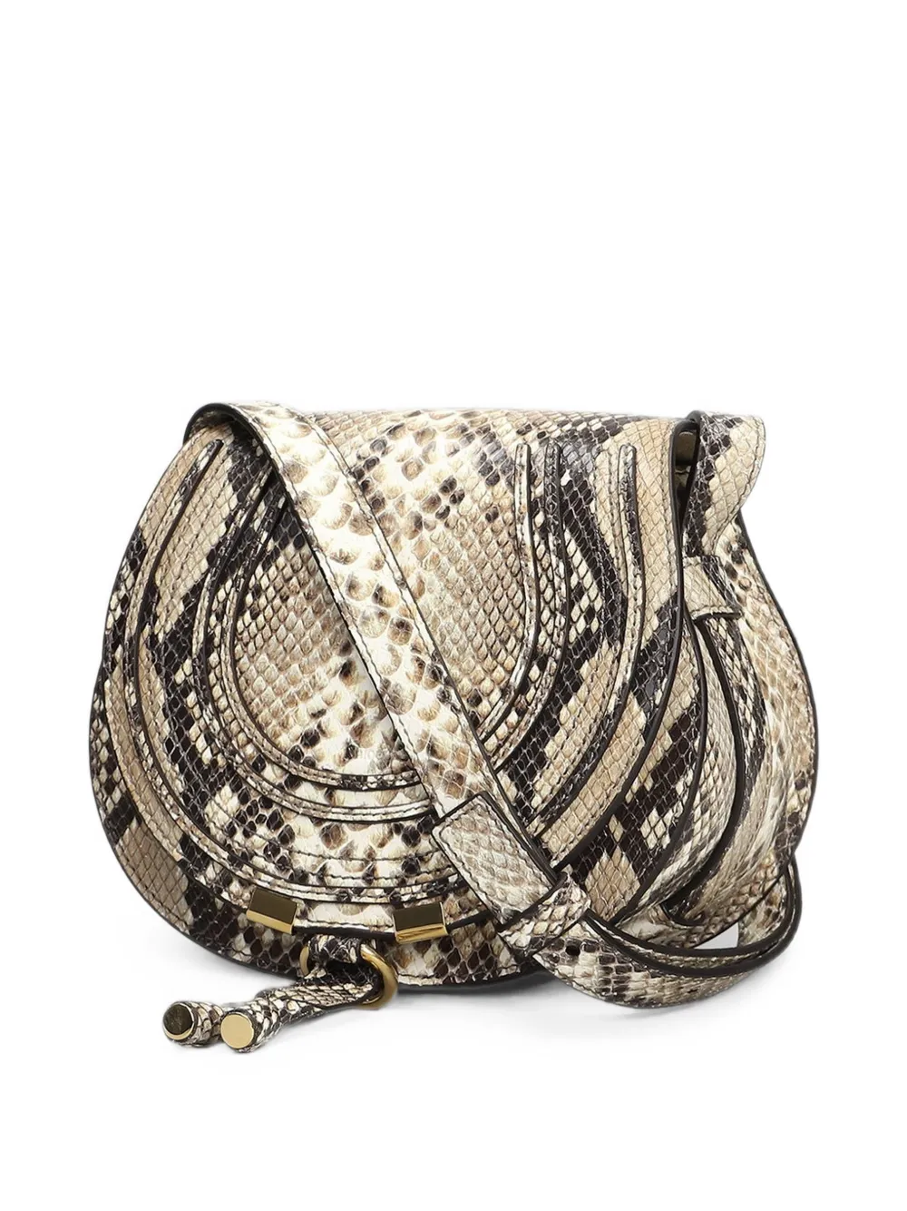 Chloé Marcie schoudertas met python-print Beige