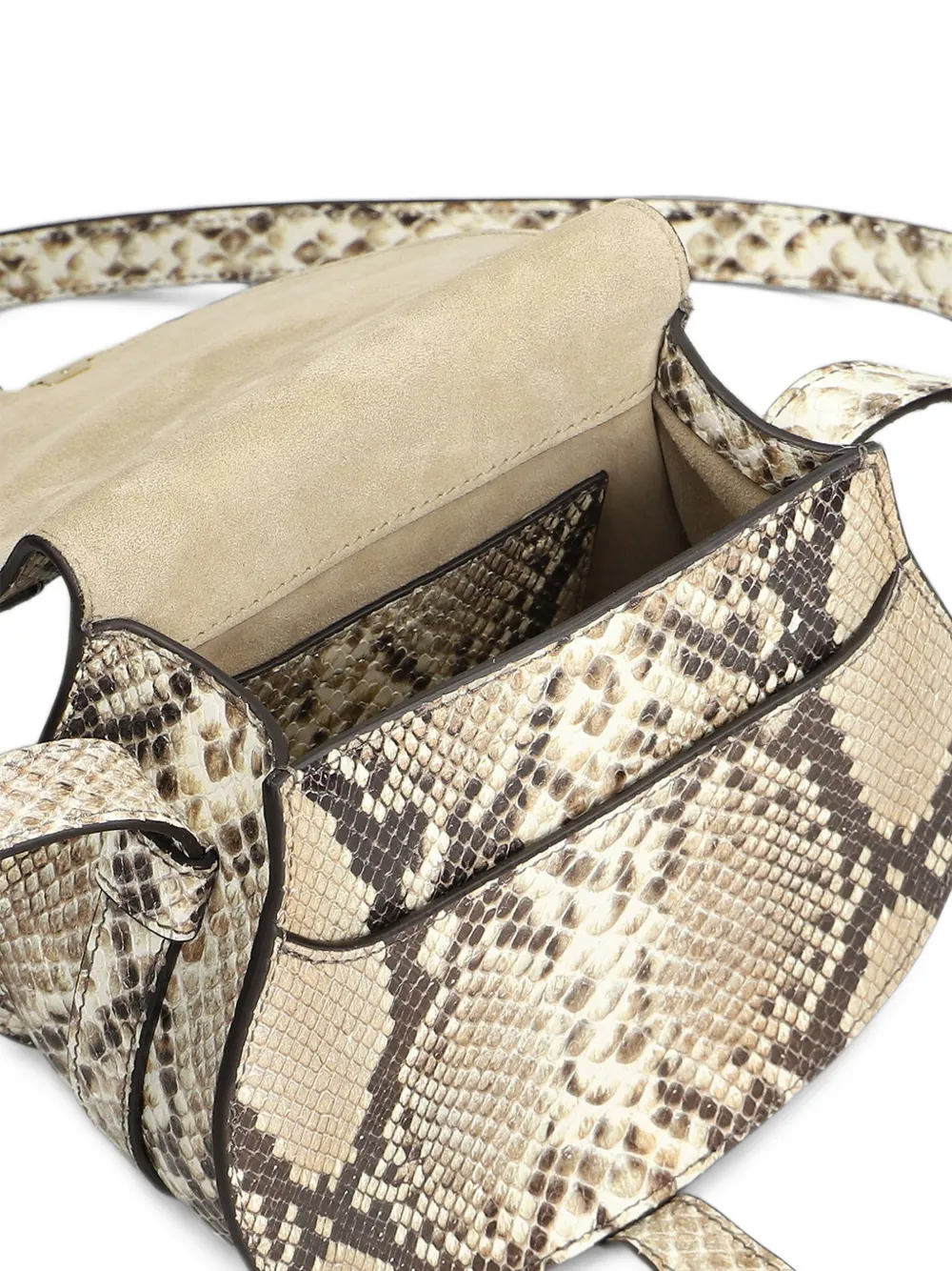 Chloé Marcie schoudertas met python-print Beige