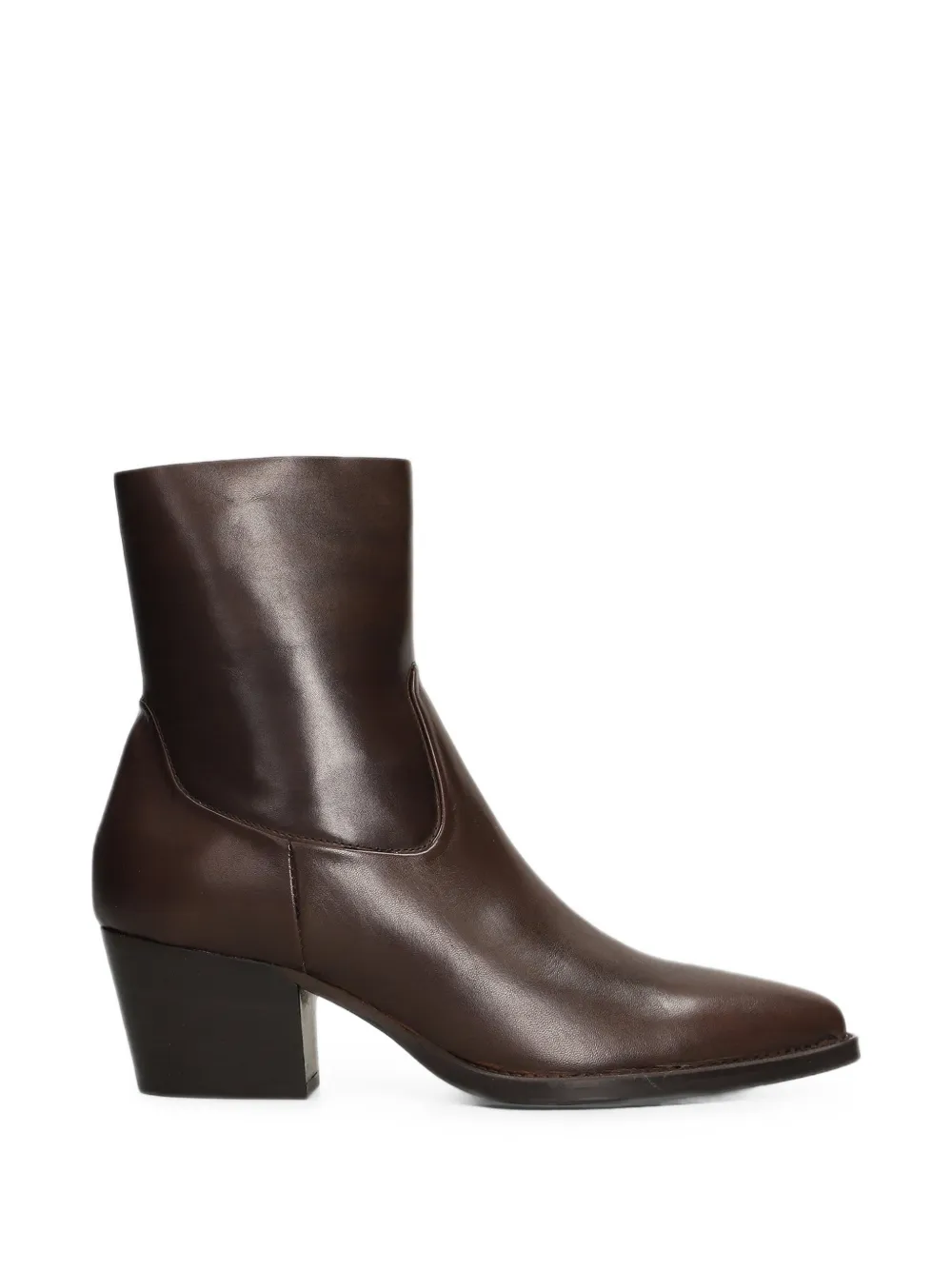 Julie Dee Pointed-toe Leather Ankle Boots In Brown