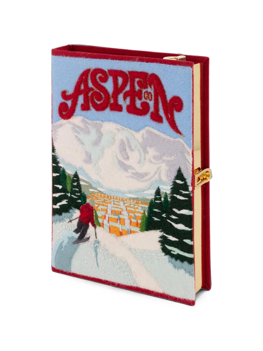 Olympia Le-Tan Ski in Aspen Embroidered Book Mini Bag, view 4