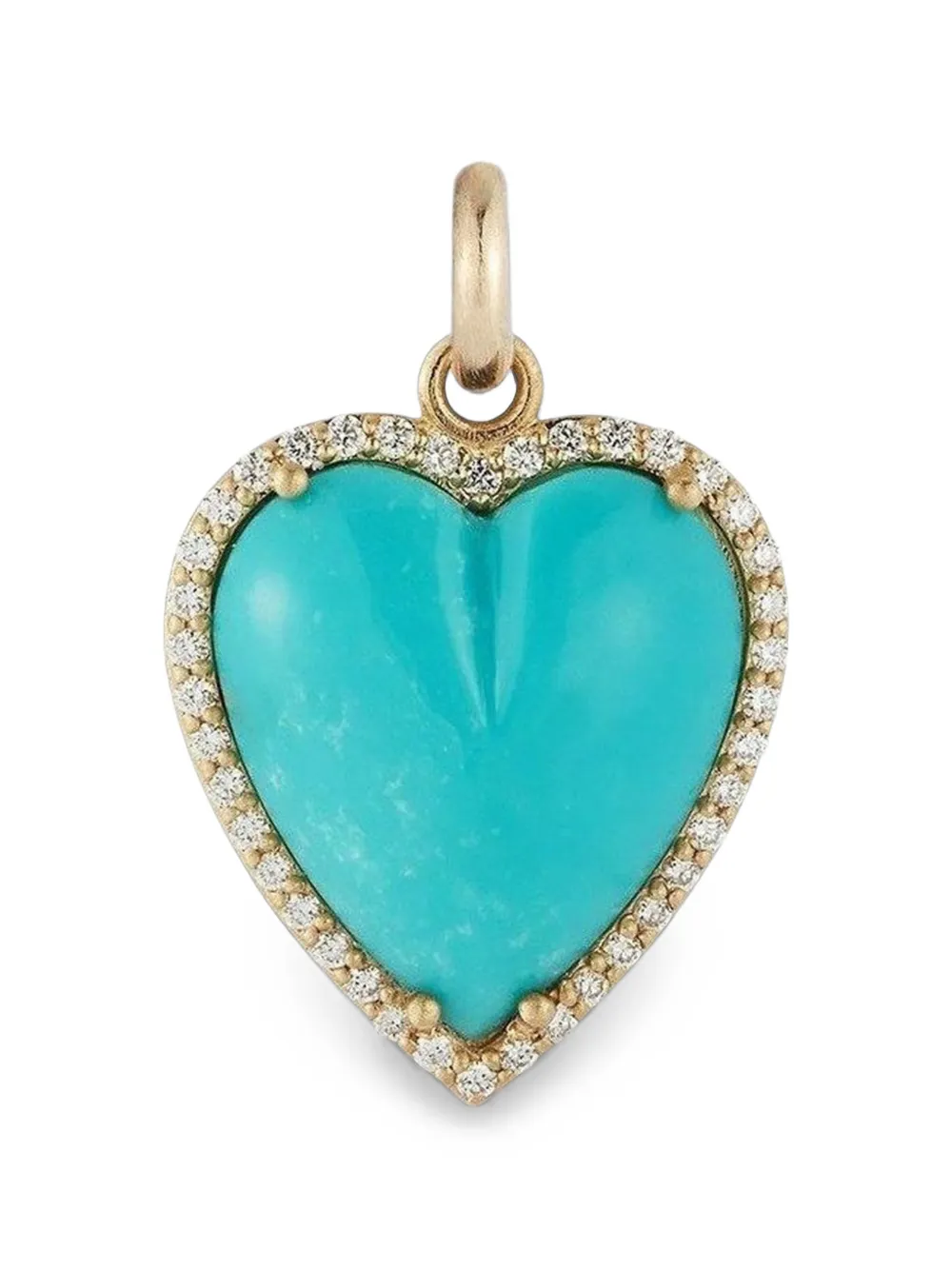 Storrow Jewelry large Alana turquoise diamond heart charm - Gold