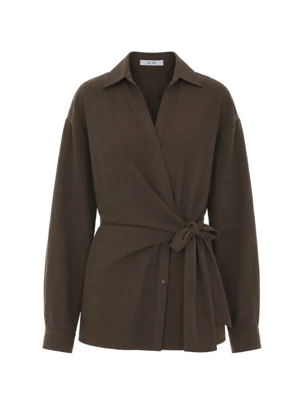Eleh bow-detail wrap-style shirt - Braun