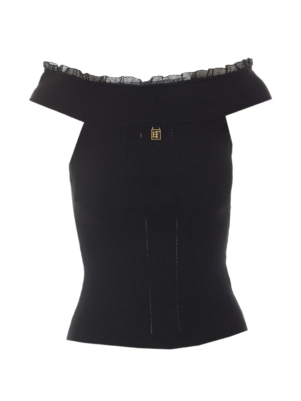 Elisabetta Franchi off-shoulder ribbed-knit blouse
