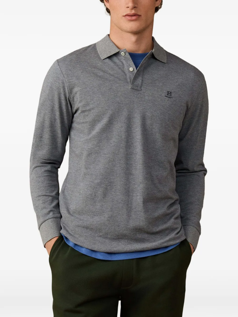 Hackett London Heritage poloshirt met lange mouwen Grijs