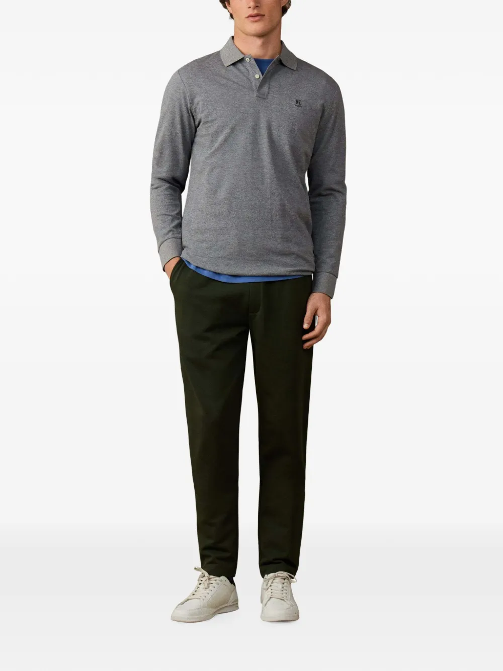 Hackett London Heritage poloshirt met lange mouwen Grijs