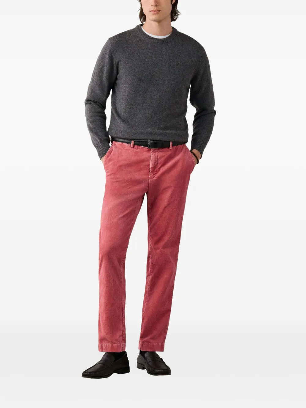 Hackett London Lamswollen trui met ronde hals Grijs
