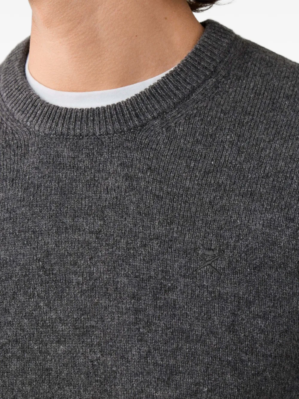 Hackett London Lamswollen trui met ronde hals Grijs