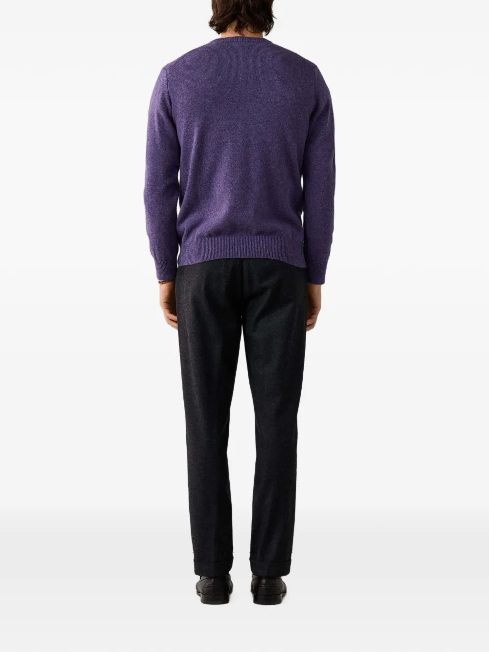 Hackett London Lamswollen trui met ronde hals Paars