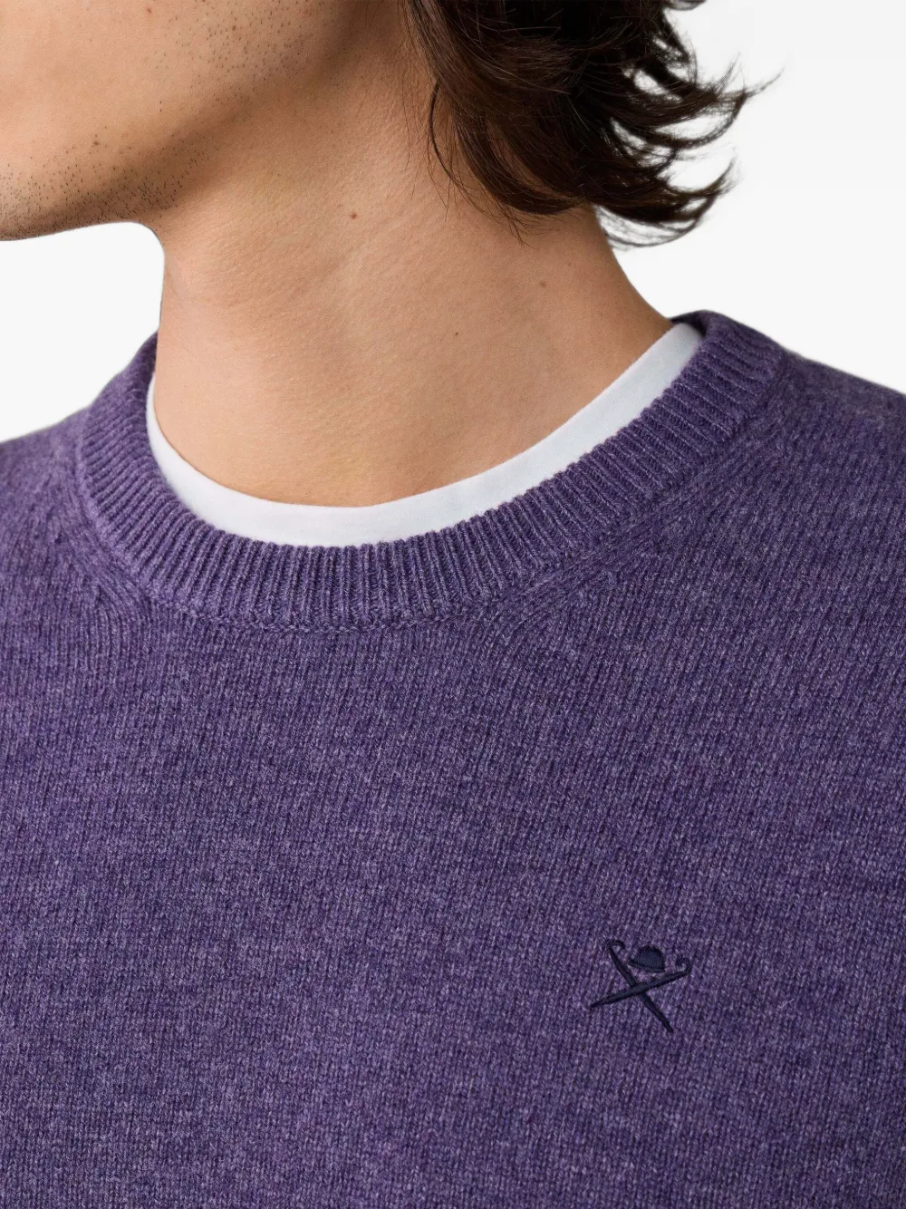 Hackett London Lamswollen trui met ronde hals Paars