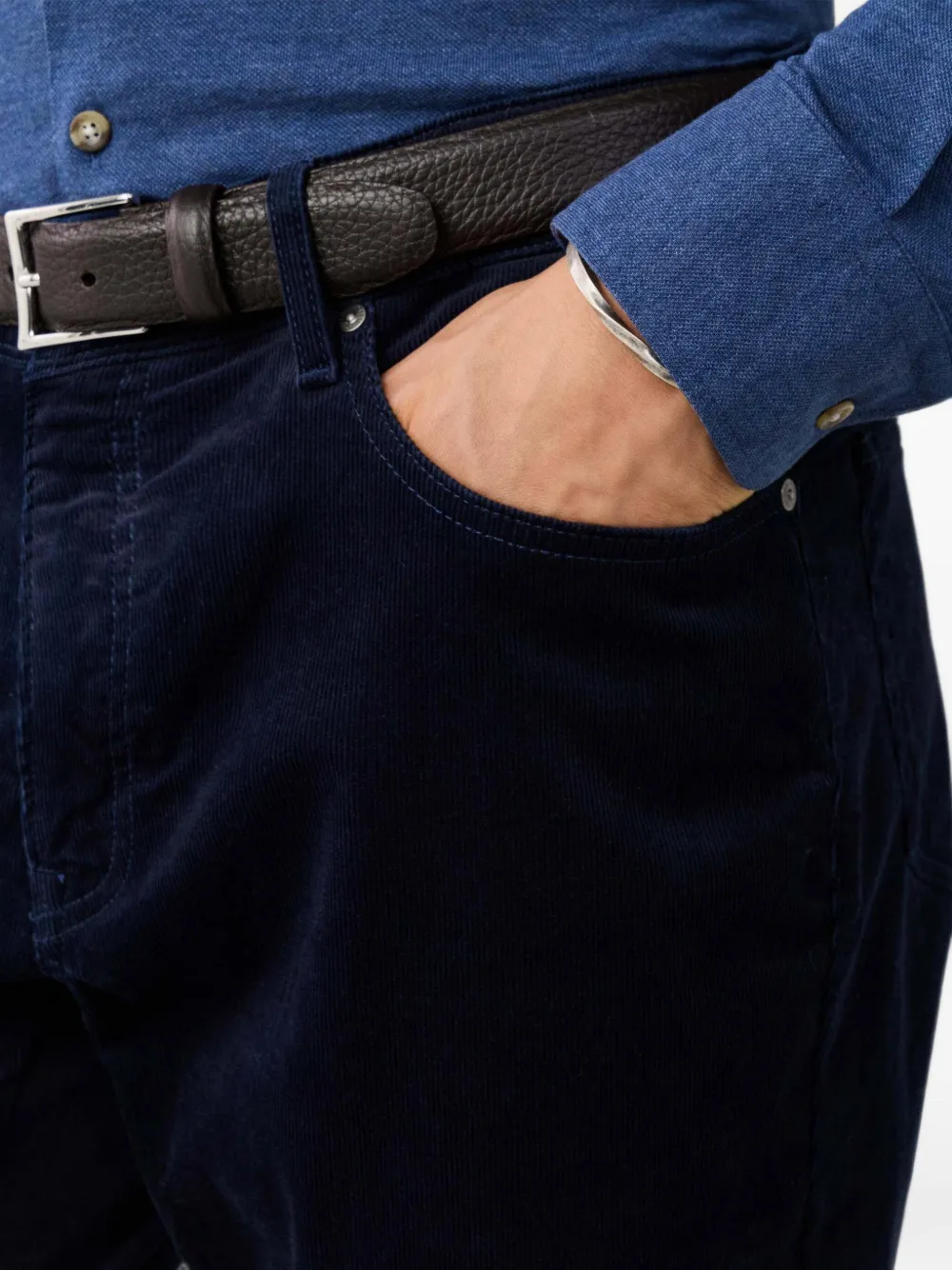 Hackett London Trinity ribfluwelen broek Blauw