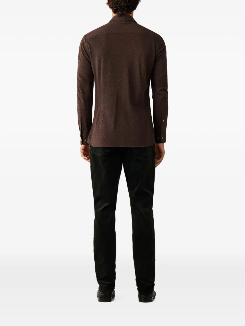 Hackett London Jersey-piqué overhemd met knopen Bruin