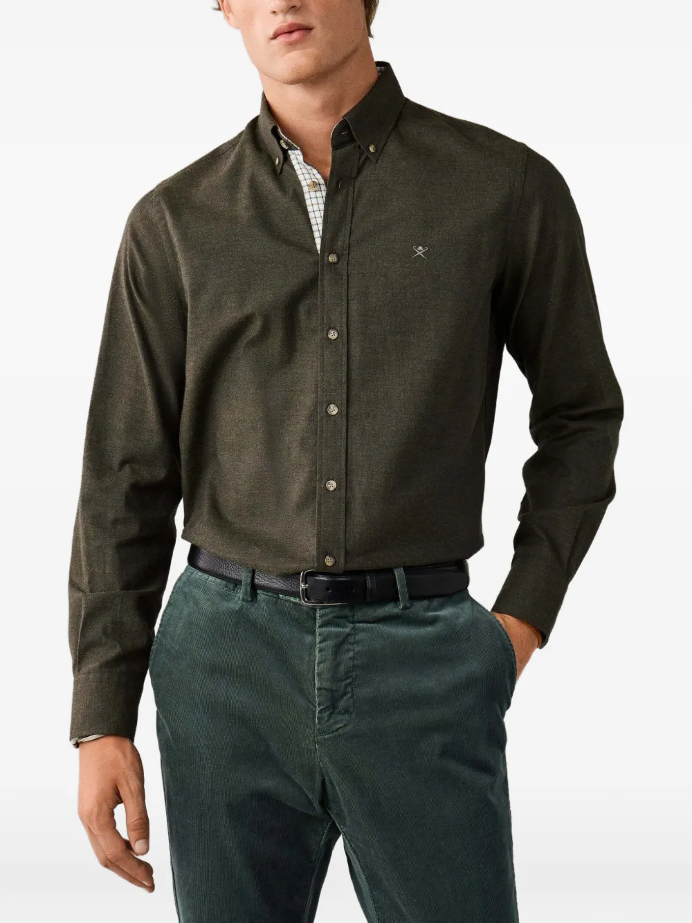 Hackett London Linnen overhemd Groen