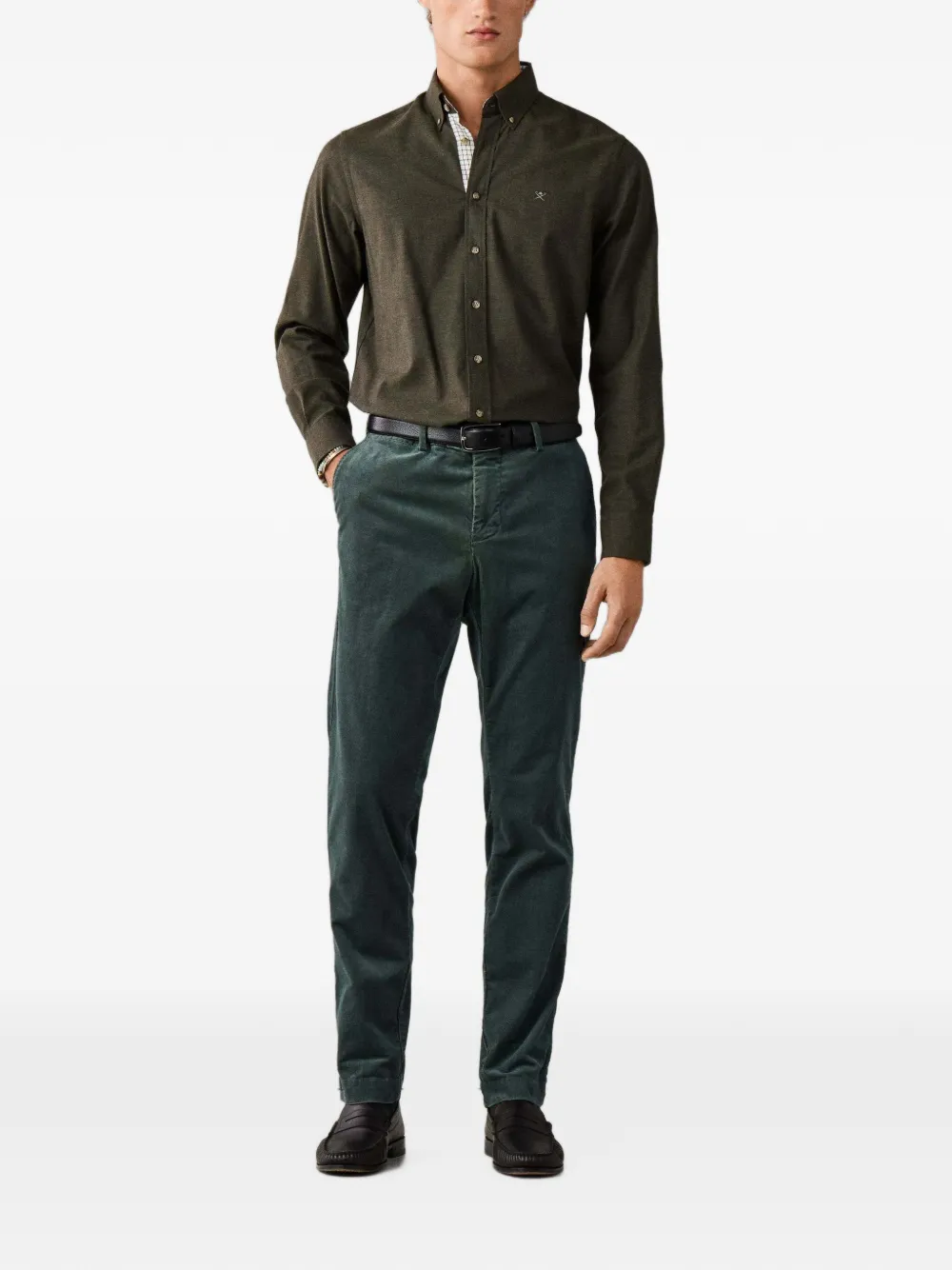 Hackett London Linnen overhemd Groen