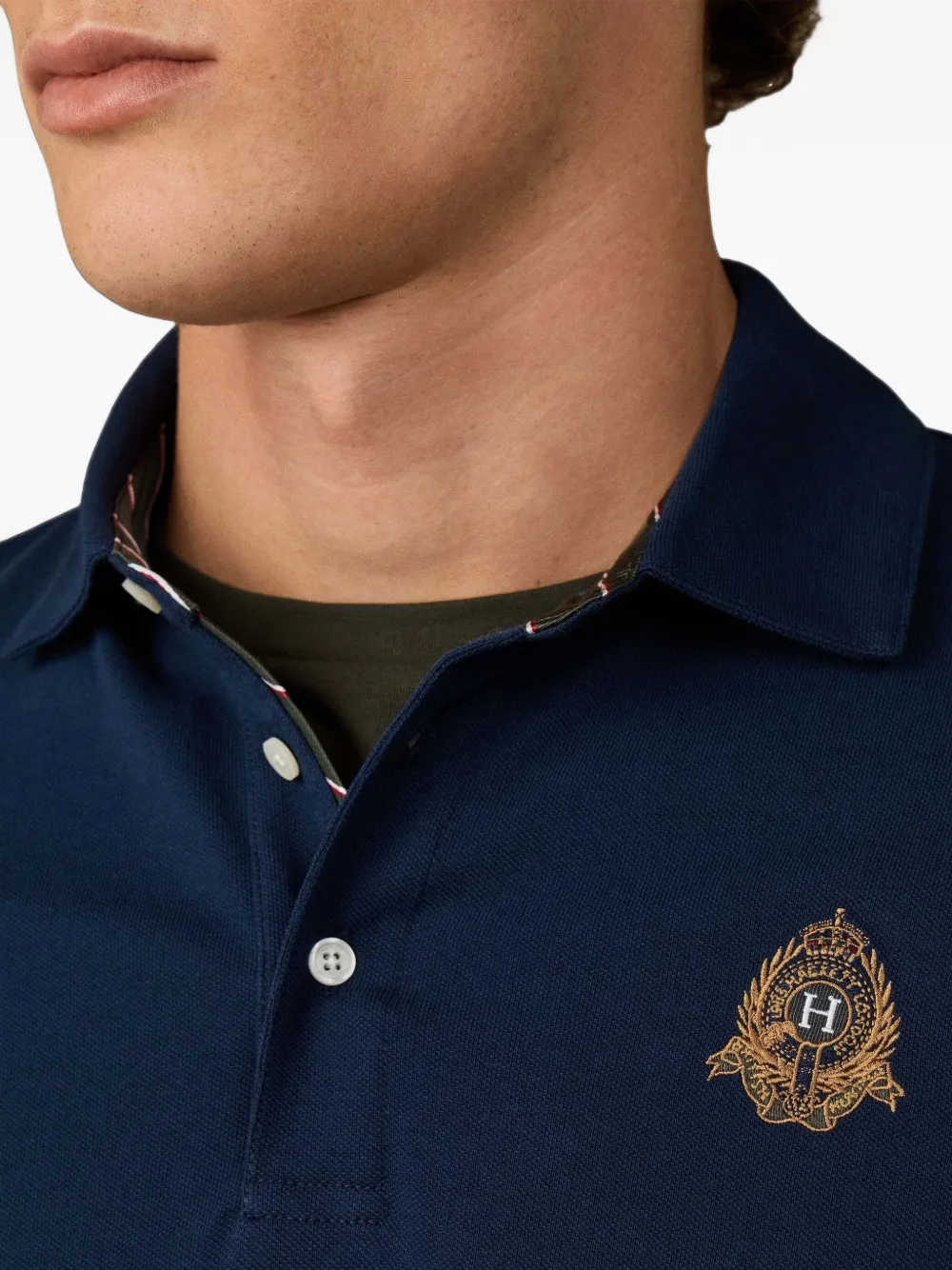 Hackett London Heritage Crest poloshirt met lange mouwen Blauw