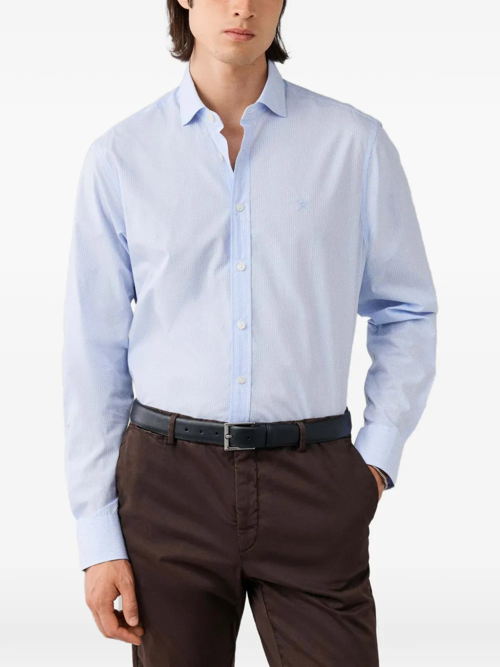 Hackett London Geruit katoenen overhemd Blauw