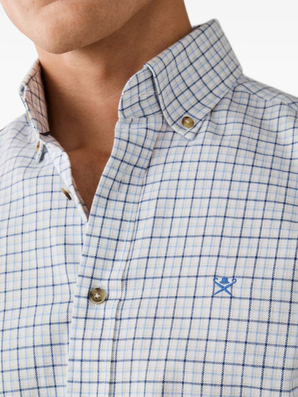 Hackett London Geruit overhemd Wit