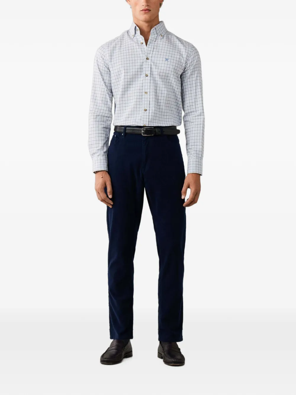 Hackett London Geruit overhemd Wit
