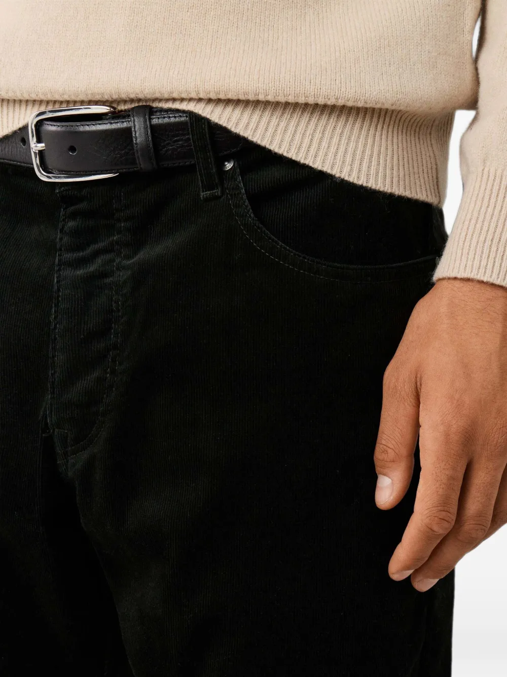 Hackett London Trinity ribfluwelen broek Zwart