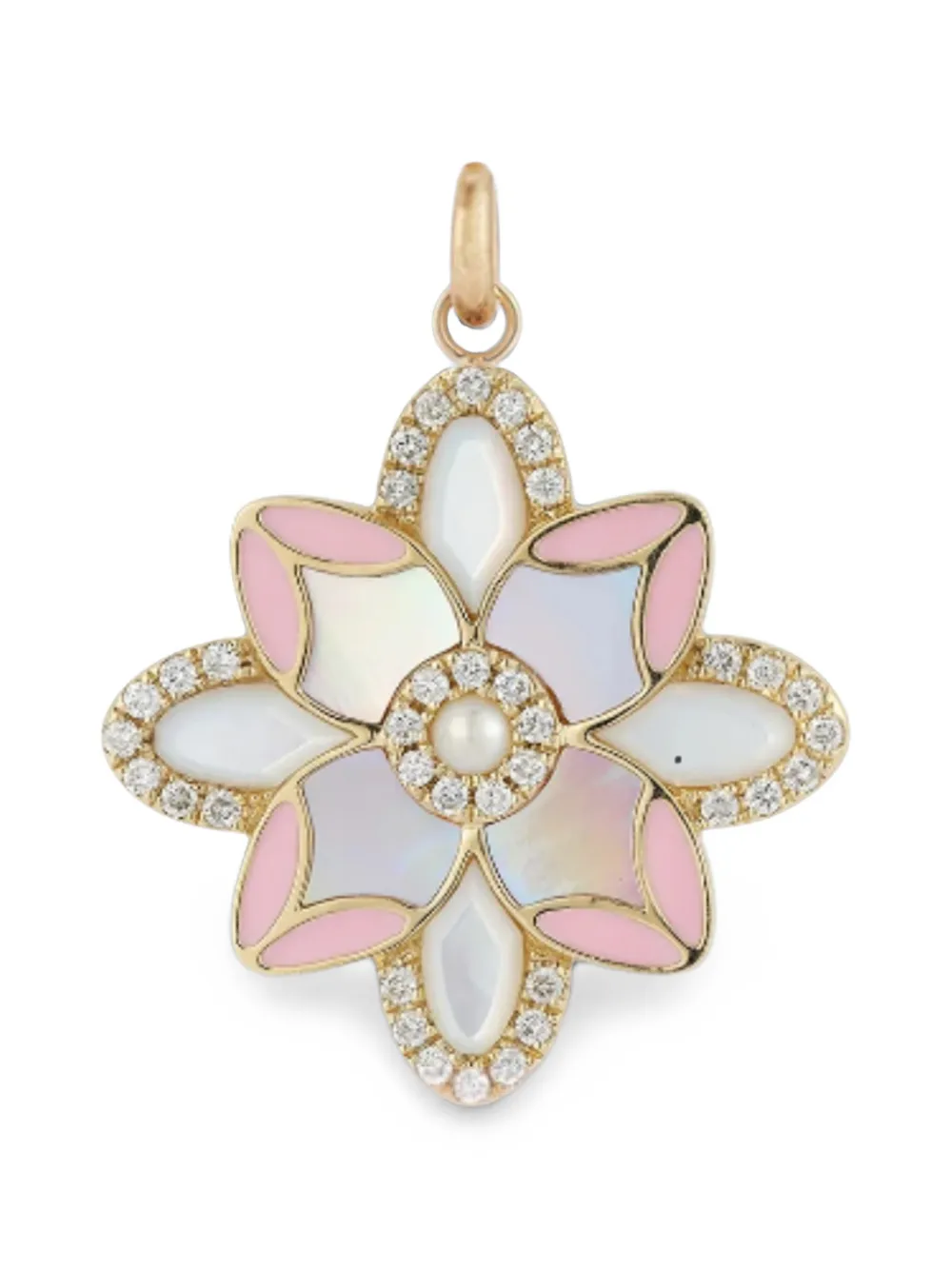 Storrow Jewelry diamond and mother of pearl charm - Gold
