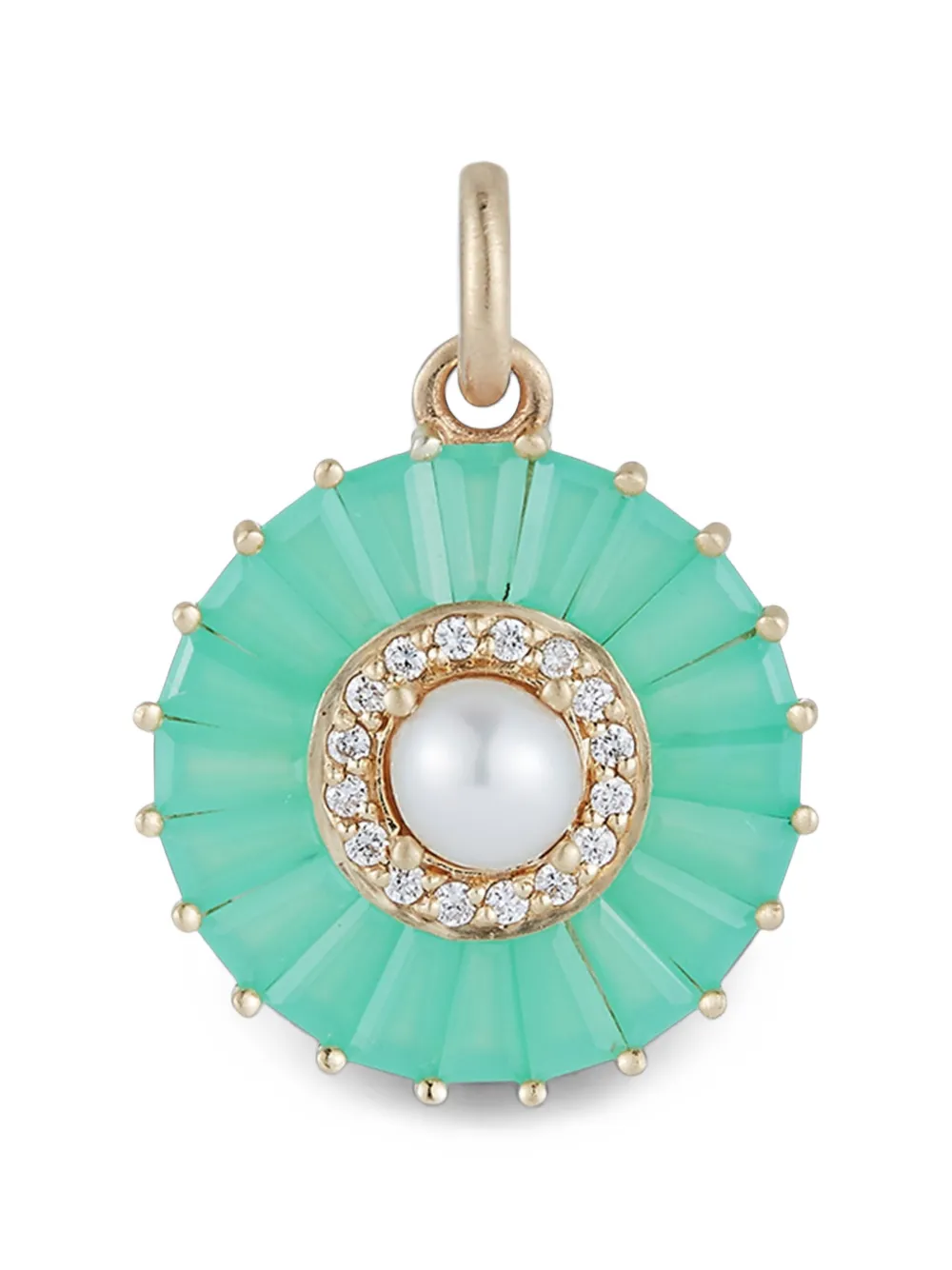 Storrow Jewelry Emily pearl and chrysoprase diamond charm - Gold
