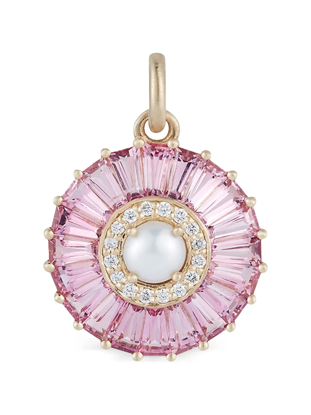 Storrow Jewelry Ciondolo Emily con tormalina rosa, diamanti e perle - Oro