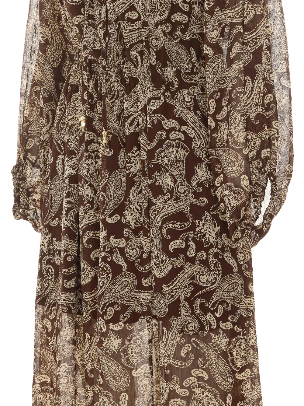 Eleh Midi-jurk met trekkoordtaille en paisley-print Bruin