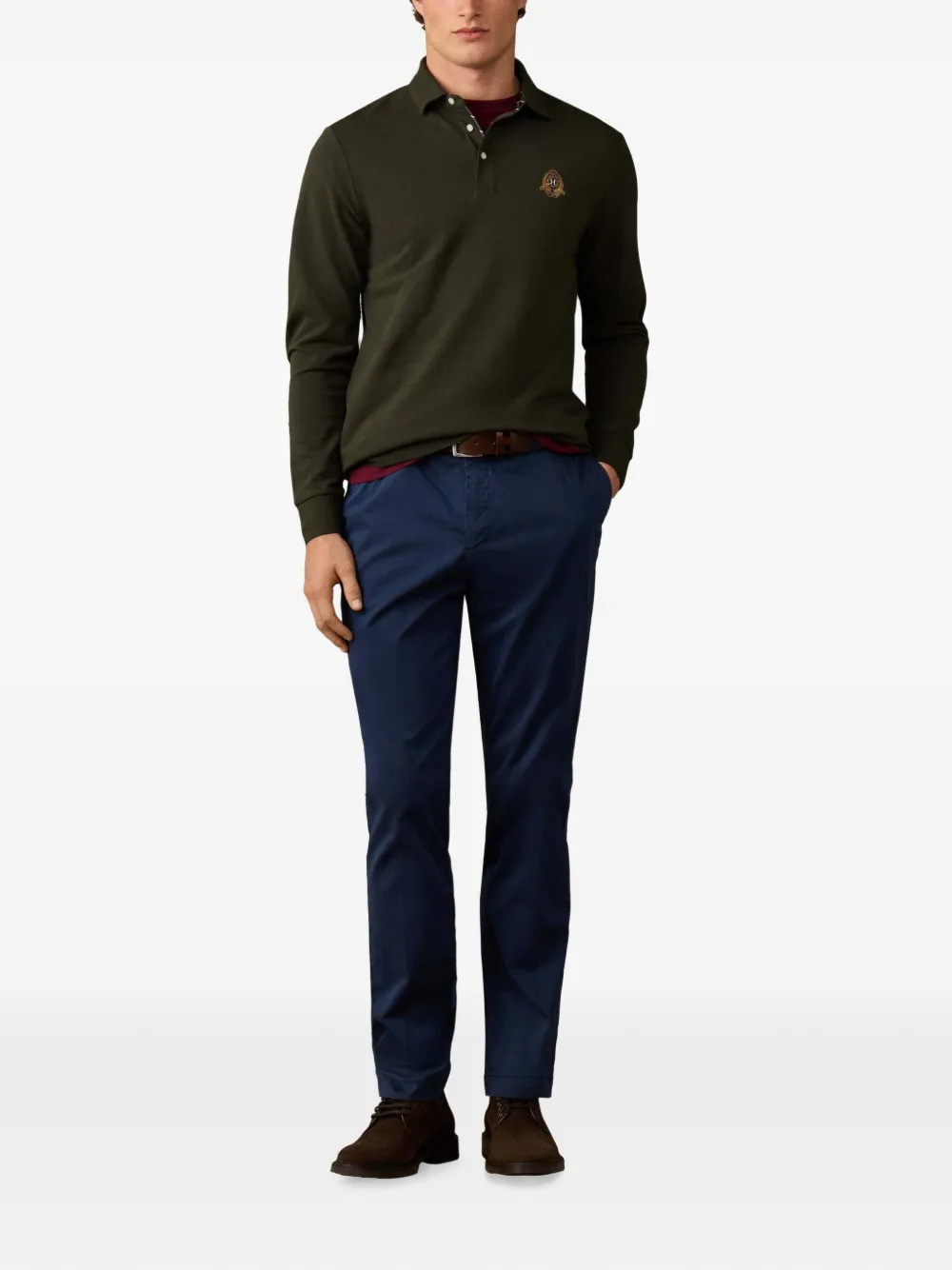 Hackett London Heritage Crest poloshirt met lange mouwen Groen