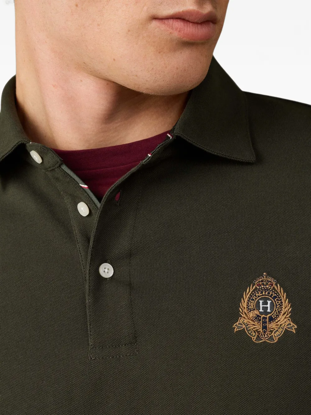 Hackett London Heritage Crest poloshirt met lange mouwen Groen