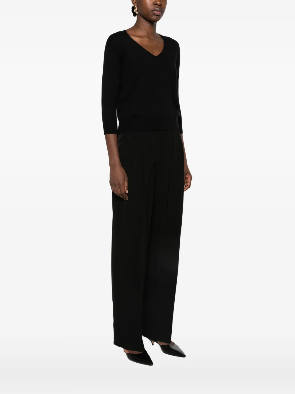 The Row Orchidea V-neck sweater Zwart