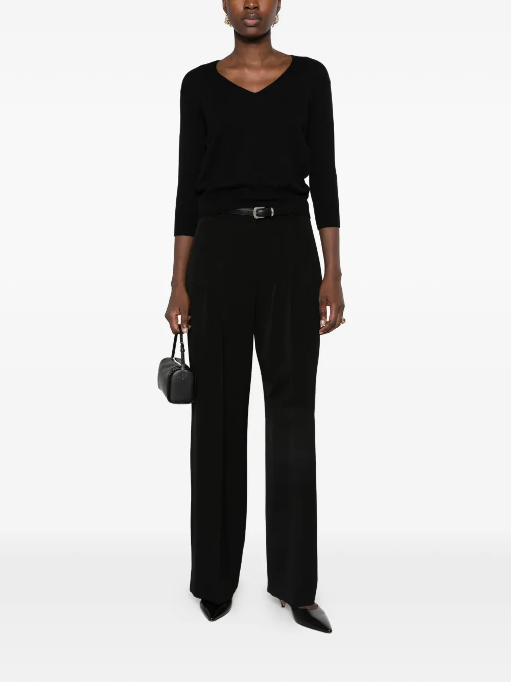 The Row Orchidea V-neck sweater Zwart