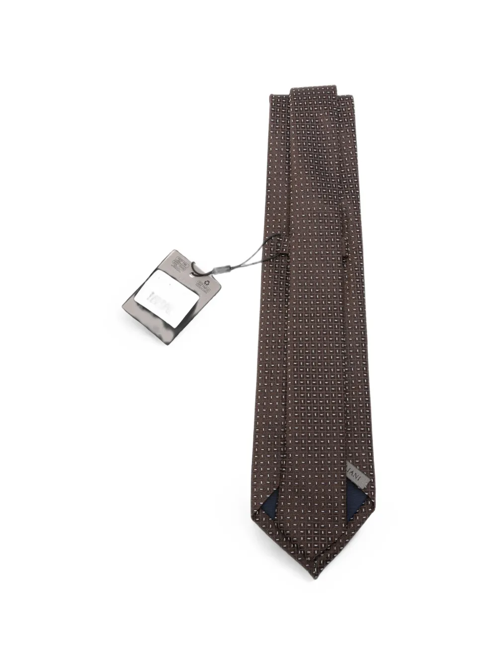 Corneliani Zijden stropdas met geometrisch patroon Bruin