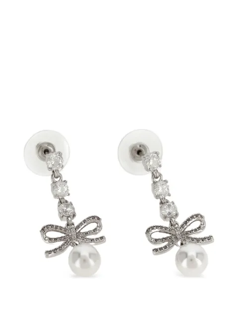 Self-Portrait bow crystal-charm earrings