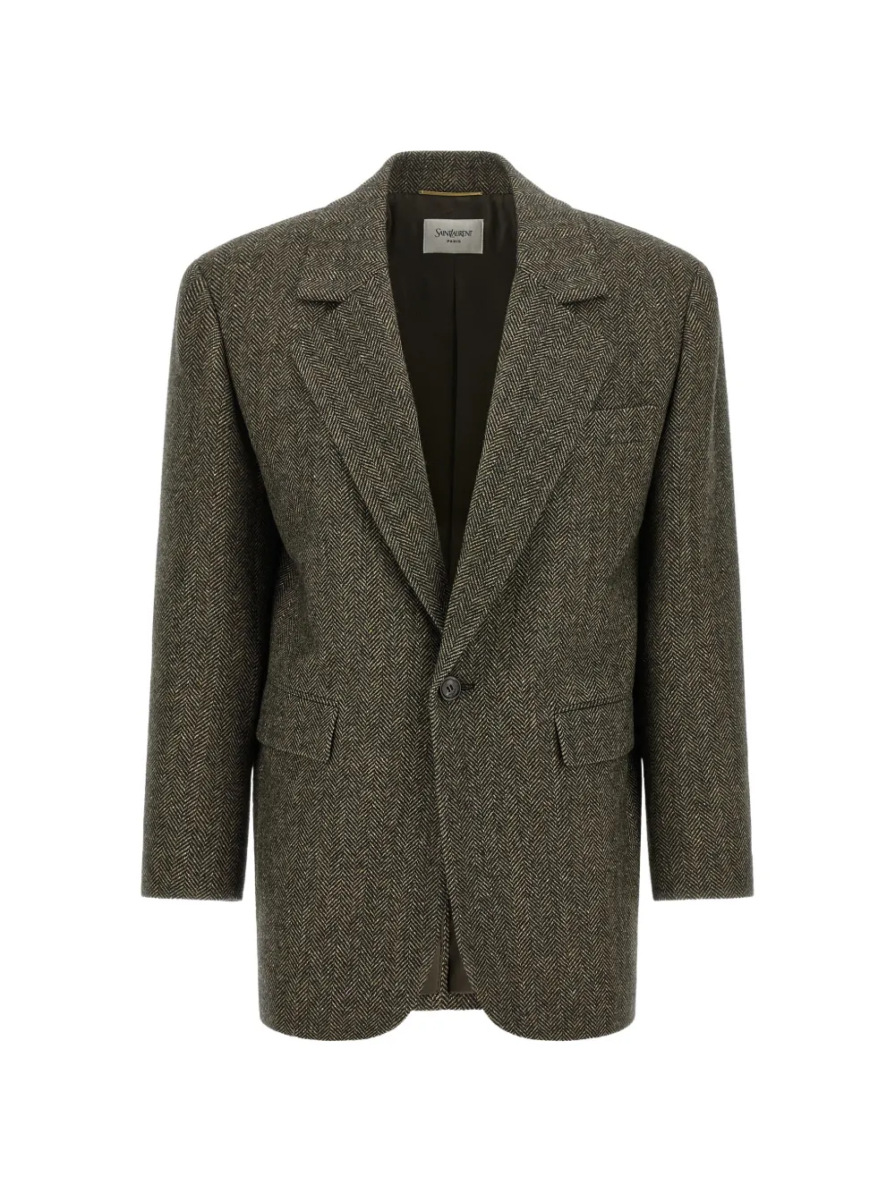 Saint Laurent single-breasted jacket in herringbone wool - Braun