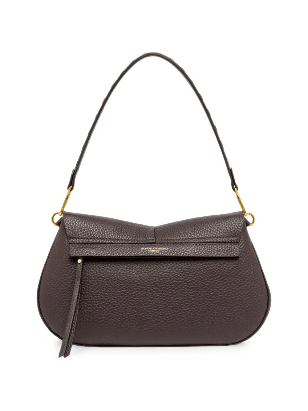 GIANNI CHIARINI Grote Helena Round schoudertas van leer met textuur Bruin