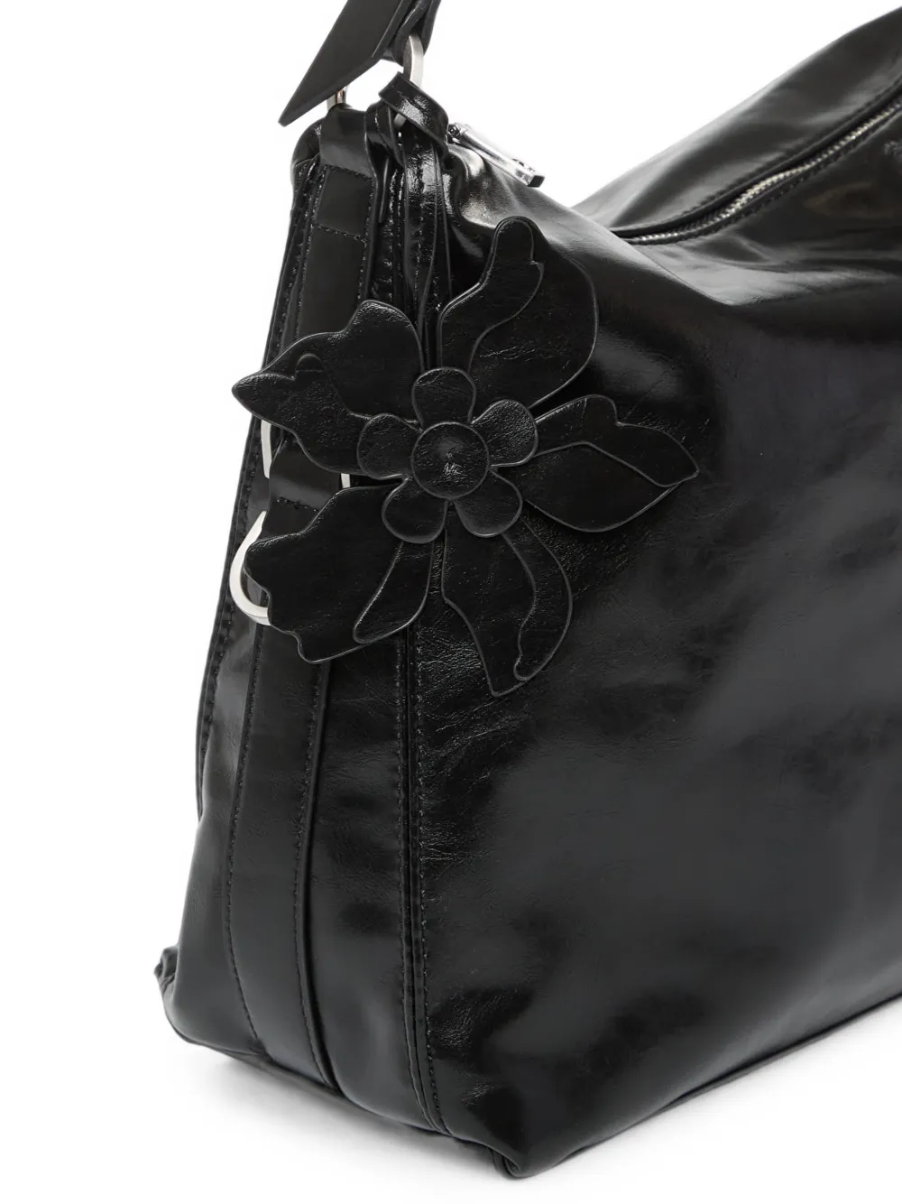 Desigual medium flower-charm shoulder bag Zwart