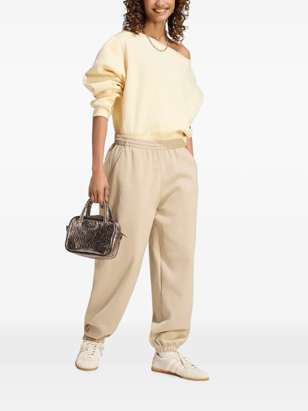 adidas loose fleece track pants Beige