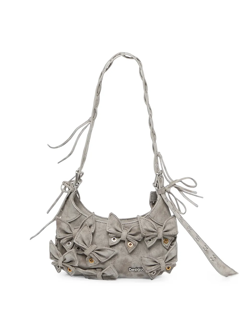 Desigual mini Nickel Haiti bow-embellished lace-up shoulder bag - Grigio