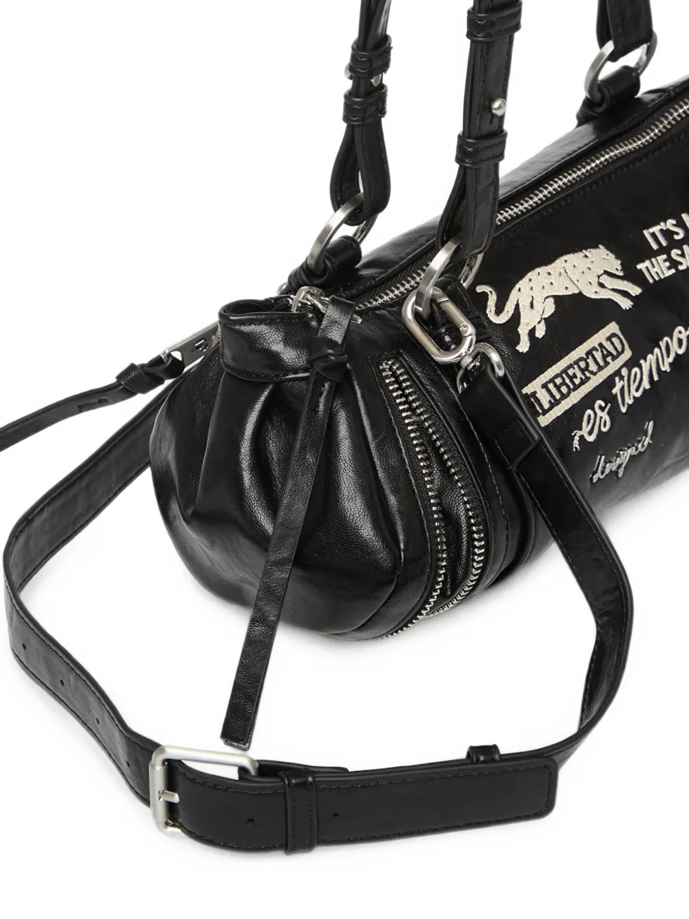 Desigual Medium shopper met borduurwerk en ritsdetail Zwart