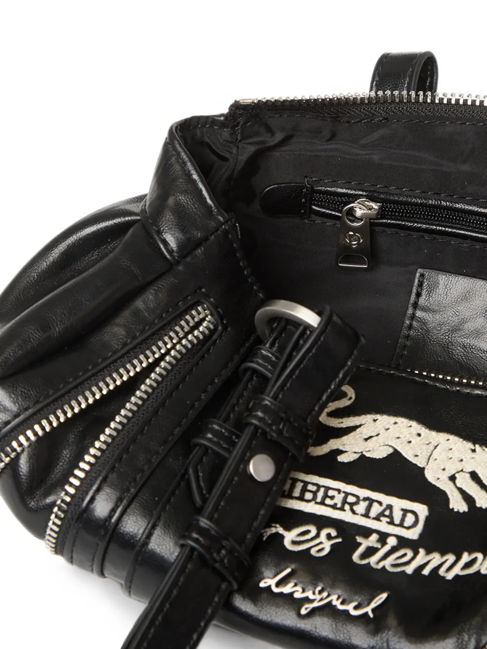 Desigual Medium shopper met borduurwerk en ritsdetail Zwart