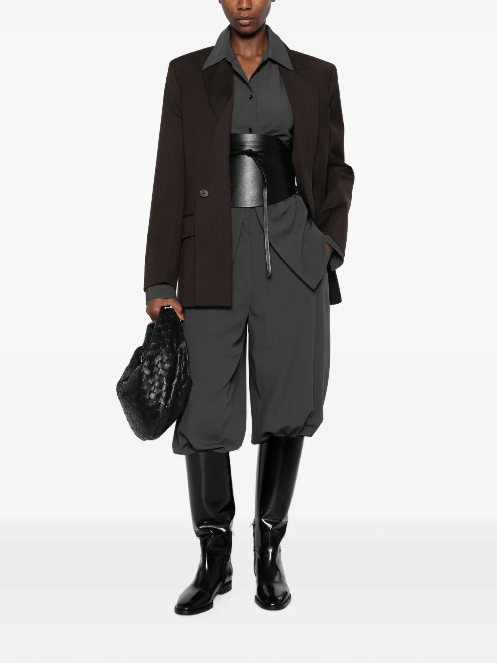 Victoria Beckham Layered Wool Jacket In 브라운