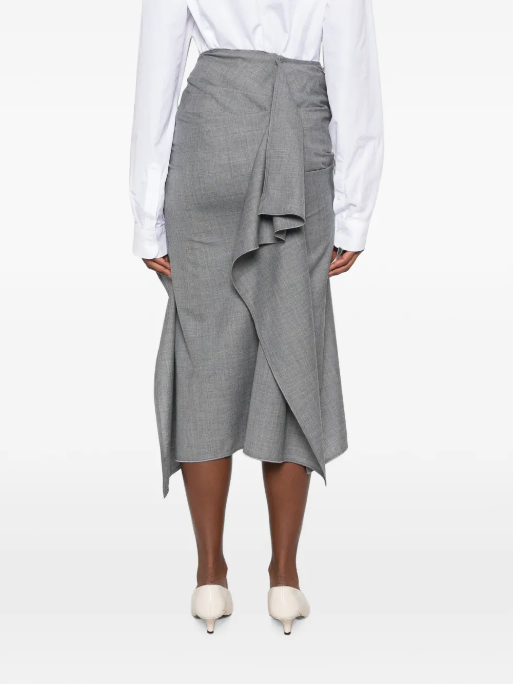Victoria Beckham Draped Tailored Skirt in Grey, view 4