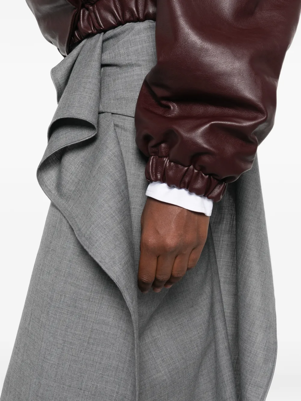 Victoria Beckham Draped Tailored Skirt in Grey, view 5