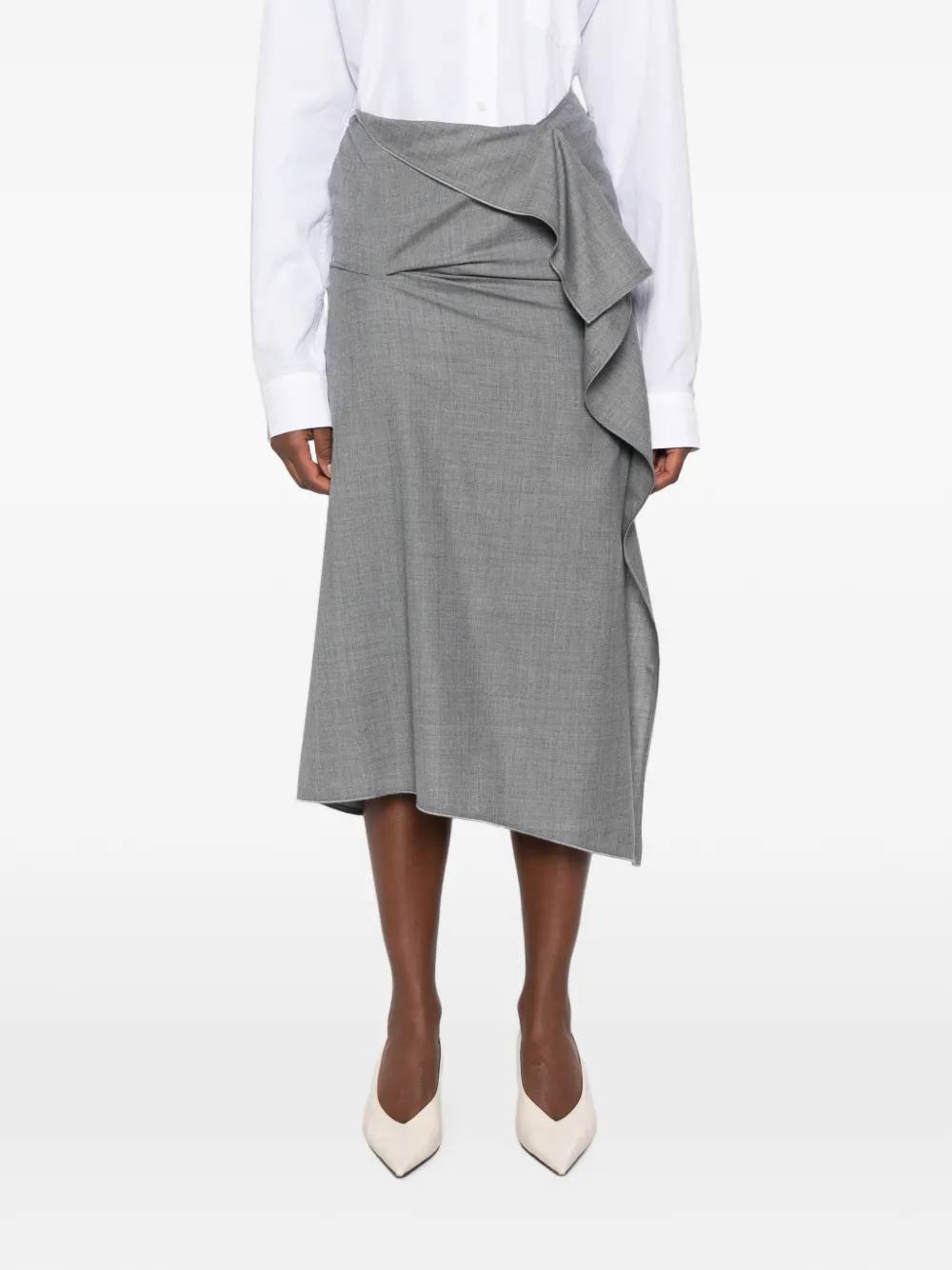 Victoria Beckham Draped Tailored Skirt in Grey, view 3